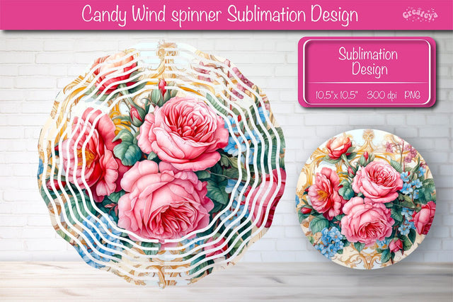 Flower wind spinner sublimation round design PNG Pink Peonies Sublimation Createya Design 