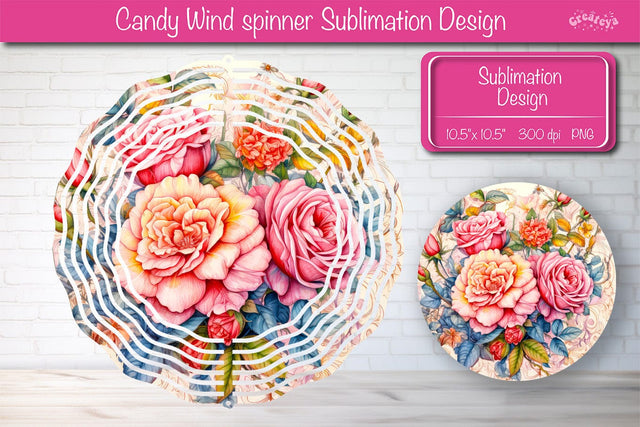 Flower wind spinner sublimation round design PNG Pink Peonies Sublimation Createya Design 