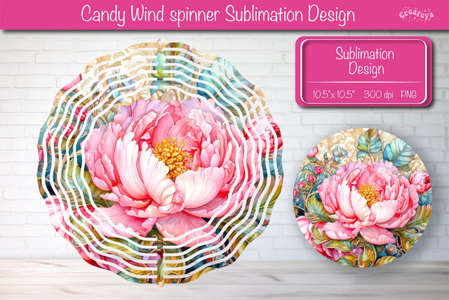 Flower wind spinner sublimation round design PNG Pink Peonies Sublimation Createya Design 