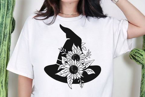 Flower Witch Hat SVG file, Floral Witch hat svg file, Witch svg, Autumn svg, Halloween svg file, Halloween cut file, Witch hat SVG DesignDestine 