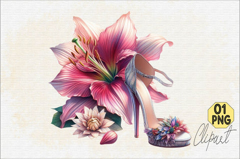 Flower with High Heels Sublimation Clipart Sublimation SVGArt 