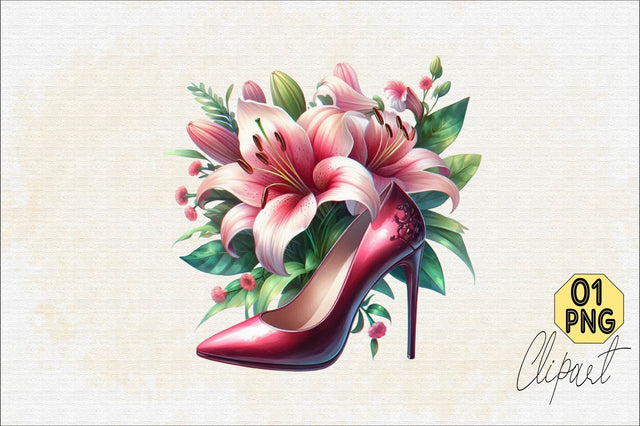 Flower with High Heels Sublimation Clipart Sublimation SVGArt 