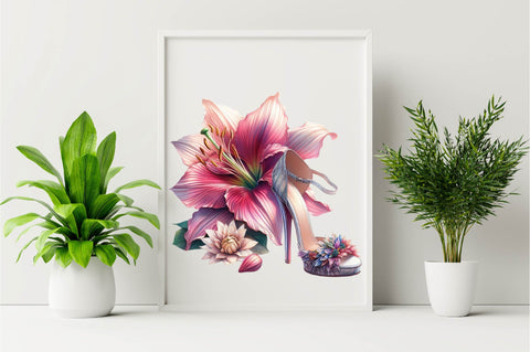 Flower with High Heels Sublimation Clipart Sublimation SVGArt 