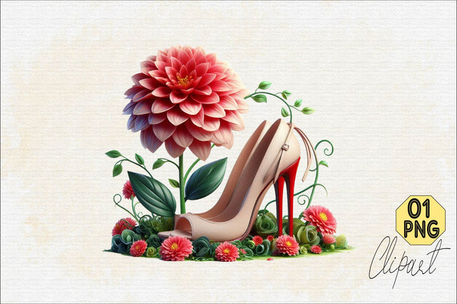 Flower with High Heels Sublimation Clipart Sublimation SVGArt 