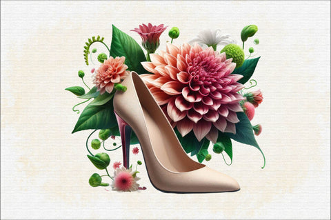 Flower with High Heels Watercolor PNG Sublimation Clipart Sublimation SVGArt 