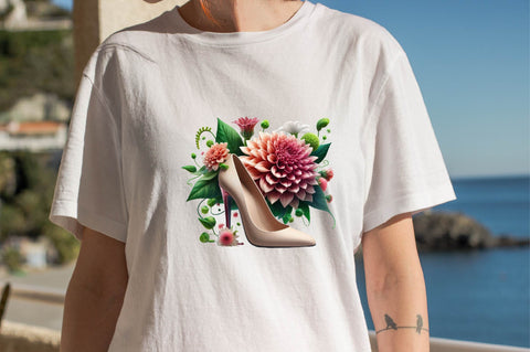 Flower with High Heels Watercolor PNG Sublimation Clipart Sublimation SVGArt 