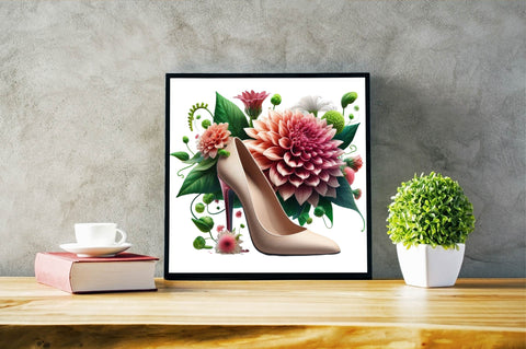 Flower with High Heels Watercolor PNG Sublimation Clipart Sublimation SVGArt 