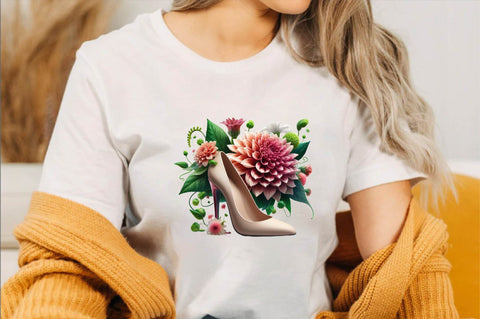 Flower with High Heels Watercolor PNG Sublimation Clipart Sublimation SVGArt 