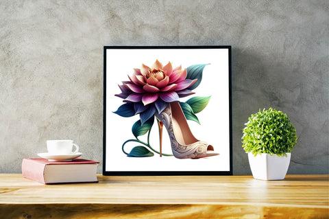 Flower with High Heels Watercolor Sublimation Clipart Sublimation SVGArt 