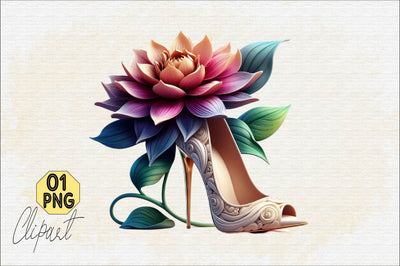 Flower with High Heels Watercolor Sublimation Clipart Sublimation SVGArt 