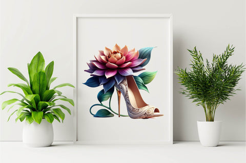 Flower with High Heels Watercolor Sublimation Clipart Sublimation SVGArt 