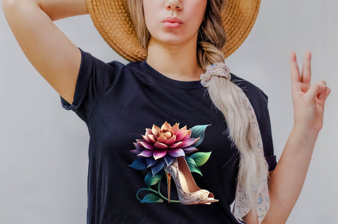 Flower with High Heels Watercolor Sublimation Clipart Sublimation SVGArt 