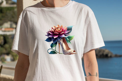 Flower with High Heels Watercolor Sublimation Clipart Sublimation SVGArt 