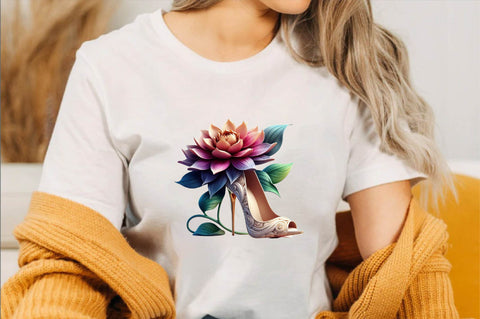 Flower with High Heels Watercolor Sublimation Clipart Sublimation SVGArt 