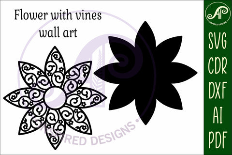 Flower with vines and flowers wall art sign, SVG file SVG APInspireddesigns 
