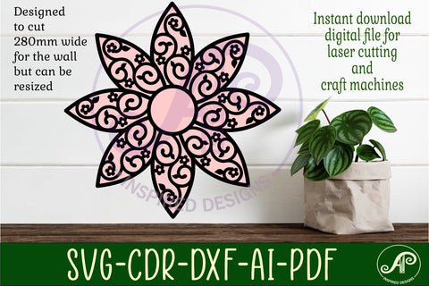 Flower with vines and flowers wall art sign, SVG file SVG APInspireddesigns 