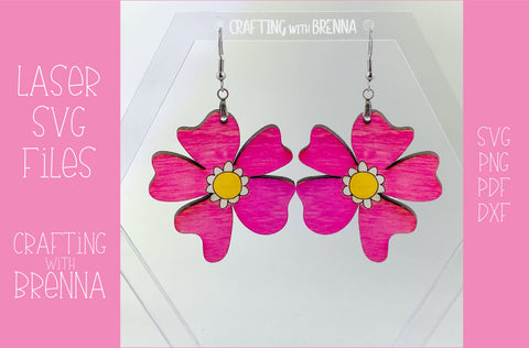 Flower Wood Earrings, Laser SVG Files. Set of 3 designs SVG Crafting With Brenna 