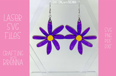 Flower Wood Earrings, Laser SVG Files. Set of 3 designs SVG Crafting With Brenna 