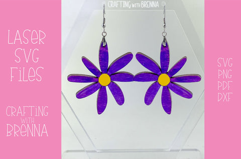 Flower Wood Earrings, Laser SVG Files. Set of 3 designs SVG Crafting With Brenna 