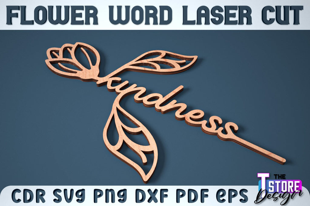 Flower Word | Layered Flower Design | Gift Design | CNC File - So Fontsy