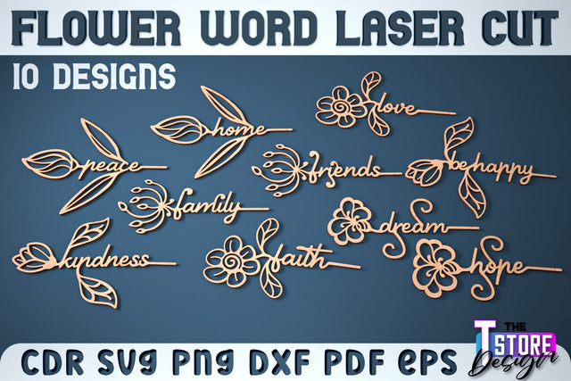 Flower Word | Layered Flower Design | Gift Design | CNC File SVG The T Store Design 