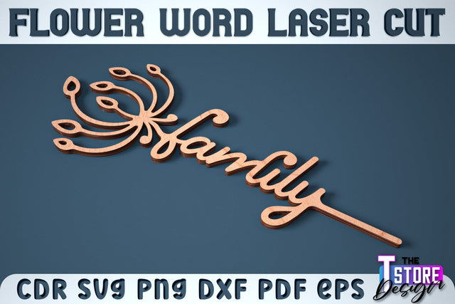 Flower Word | Layered Flower Design | Gift Design | CNC File SVG The T Store Design 