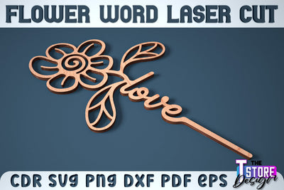 Flower Word | Layered Flower Design | Gift Design | CNC File SVG The T Store Design 