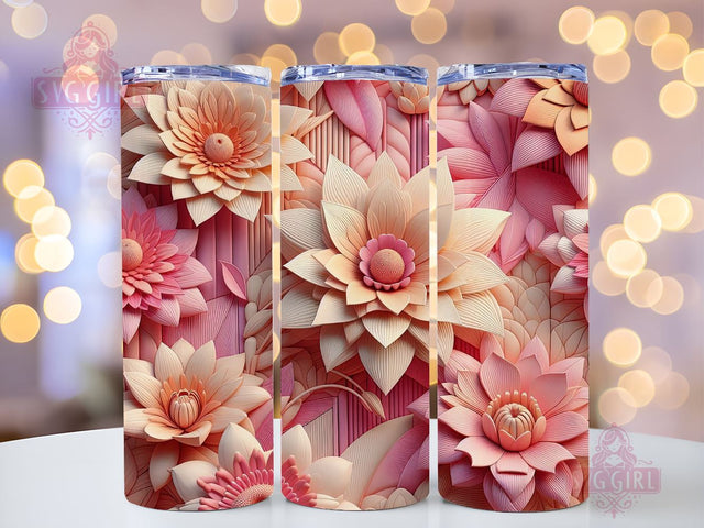 Flowers 20 oz Skinny Tumbler Sublimation Design, Floral Straight Tumbler Wrap, Digital Download PNG Sublimation SvggirlplusArt 