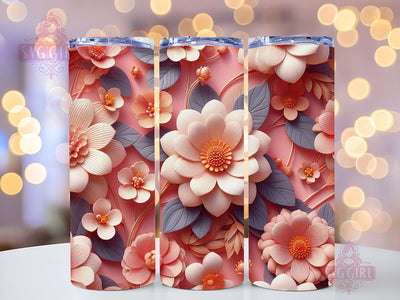 Flowers 20 oz Skinny Tumbler Sublimation Design, Floral Straight Tumbler Wrap, Digital Download PNG Sublimation SvggirlplusArt 