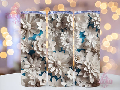 Flowers 20 oz Skinny Tumbler Sublimation Design, Floral Straight Tumbler Wrap, Digital Download PNG Sublimation SvggirlplusArt 