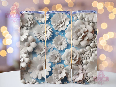 Flowers 20 oz Skinny Tumbler Sublimation Design, Floral Straight Tumbler Wrap, Digital Download PNG Sublimation SvggirlplusArt 