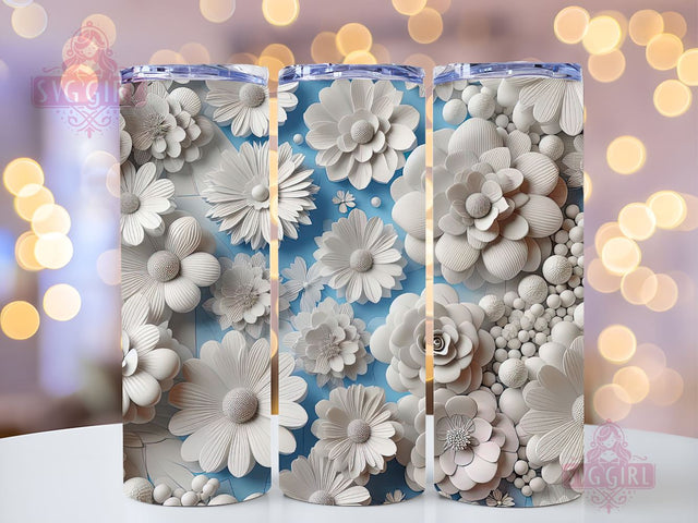 Flowers 20 oz Skinny Tumbler Sublimation Design, Floral Straight Tumbler Wrap, Digital Download PNG Sublimation SvggirlplusArt 