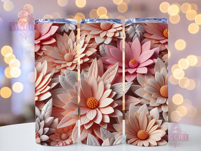 Flowers 20 oz Skinny Tumbler Sublimation Design, Floral Straight Tumbler Wrap, Digital Download PNG Sublimation SvggirlplusArt 