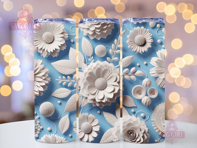 Flowers 20 oz Skinny Tumbler Sublimation Design, Floral Straight Tumbler Wrap, Digital Download PNG Sublimation SvggirlplusArt 