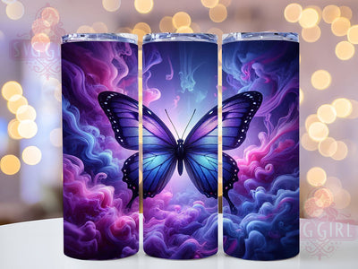 Flowers 3D Butterfly 20oz Tumbler, 3D Butterfly, Symmetrical Wings, Detailed Artwork, Frontal Pose, Skinny Tumbler, Sublimation PNG Sublimation SvggirlplusArt 