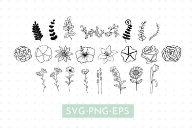 Flowers and Leaves Clipart Bundle SVG MaiaLunaDesign 
