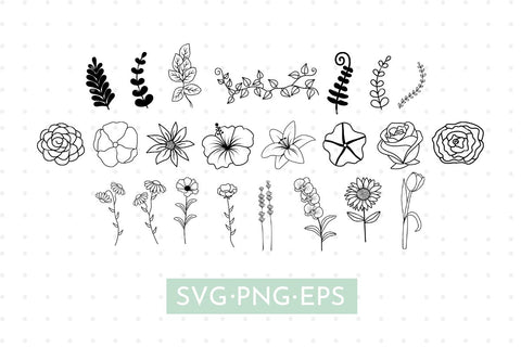 Flowers and Leaves Clipart Bundle SVG MaiaLunaDesign 