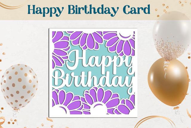 Flowers Birthday card svg, 3d layered gift card paper craft SVG AnastasiyaArtDesign 