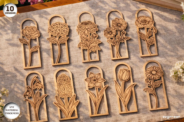 Flowers Bookmark Laser Cut Bundle SVG SvgOcean 