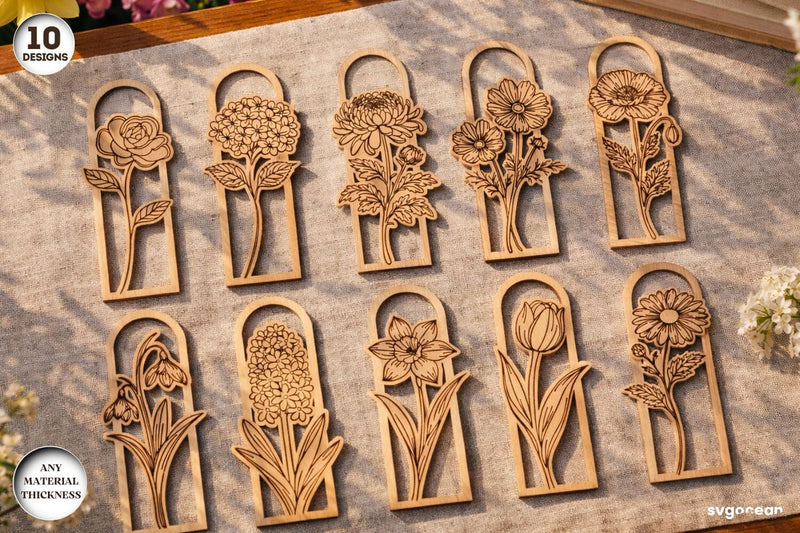 Flowers Bookmark Laser Cut Bundle SVG SvgOcean 