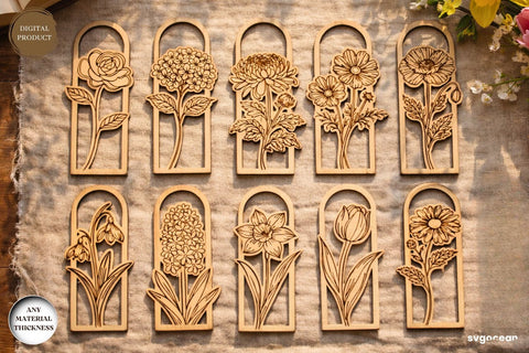 Flowers Bookmark Laser Cut Bundle SVG SvgOcean 