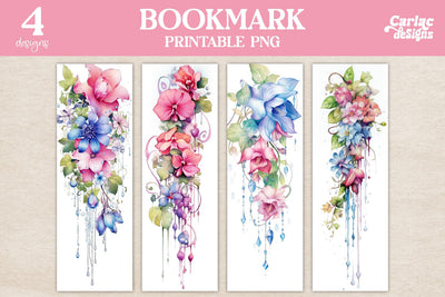 Flowers Bookmark, Watercolor Bookmarks Sublimation Carla C Designs 