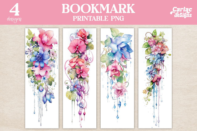 Flowers Bookmark, Watercolor Bookmarks Sublimation Carla C Designs 