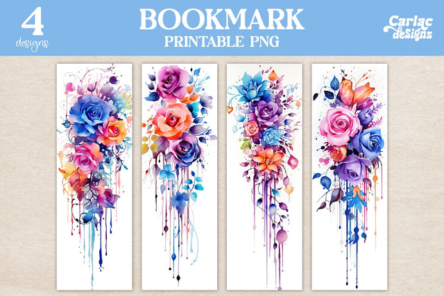 Flowers Bookmark, Watercolor Bookmarks Sublimation Carla C Designs 