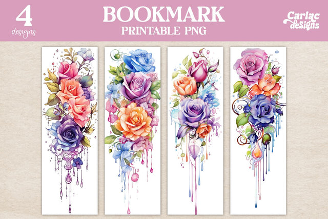 Flowers Bookmark, Watercolor Bookmarks Sublimation Carla C Designs 
