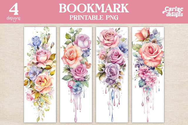 Flowers Bookmark, Watercolor Bookmarks Sublimation Carla C Designs 