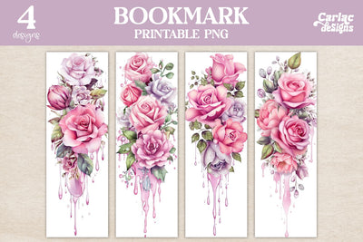 Flowers Bookmark, Watercolor Bookmarks Sublimation Carla C Designs 