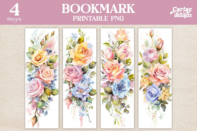 Flowers Bookmark, Watercolor Bookmarks Sublimation Carla C Designs 