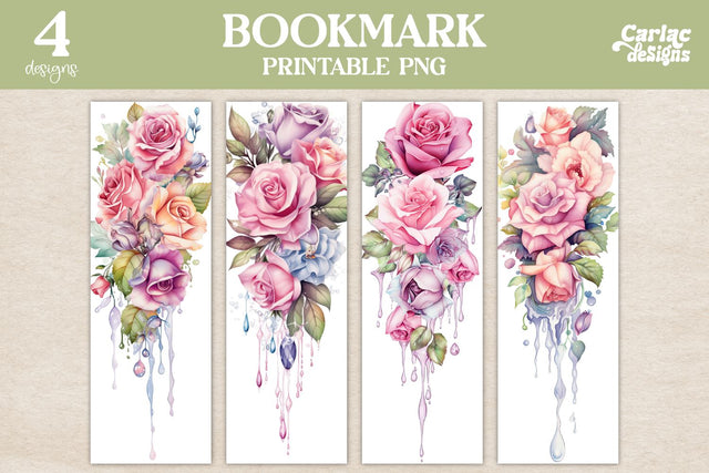 Flowers Bookmark, Watercolor Bookmarks Sublimation Carla C Designs 