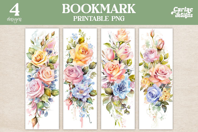 Flowers Bookmark, Watercolor Bookmarks Sublimation Carla C Designs 